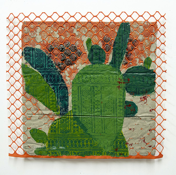 Orange Fence with Cactus