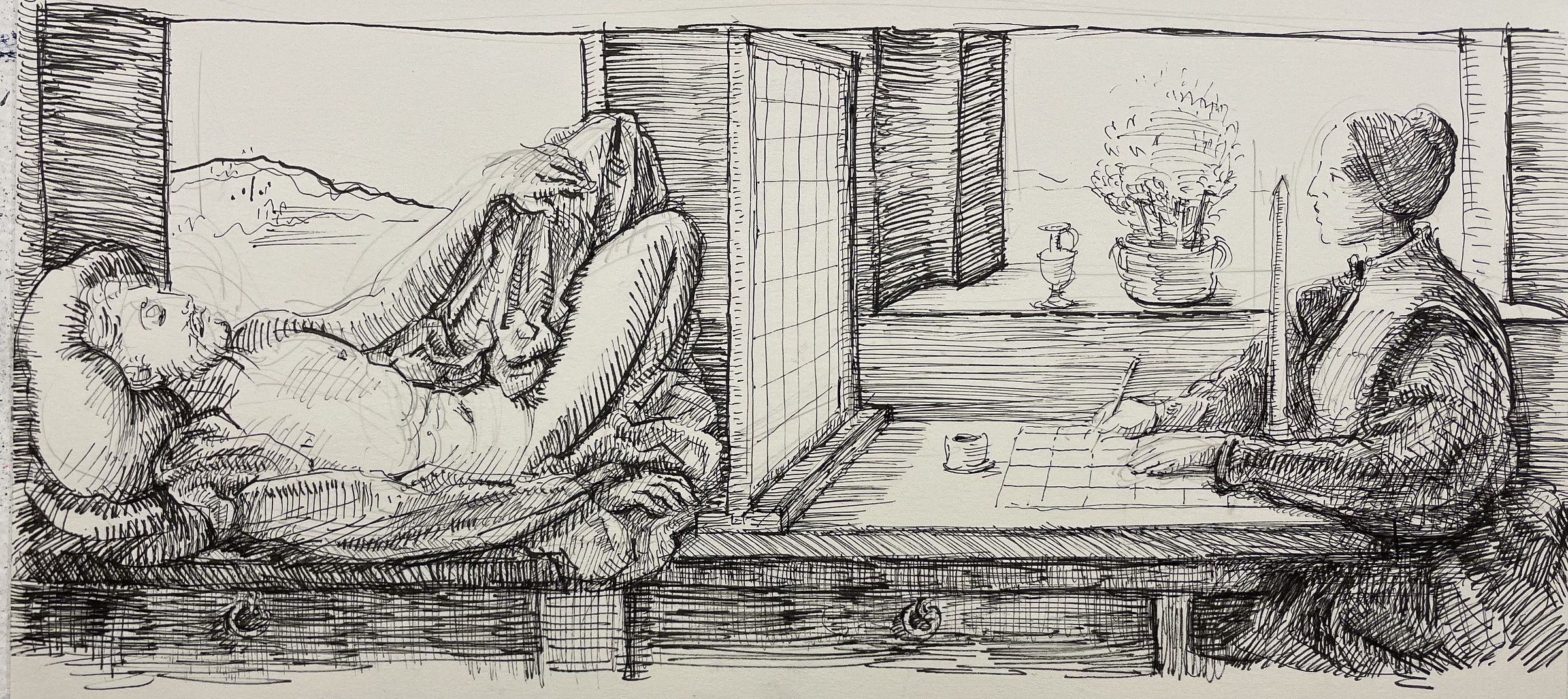 Draughtswoman Making a Perspective Drawing of a Reclining (after Albrecht Durer)