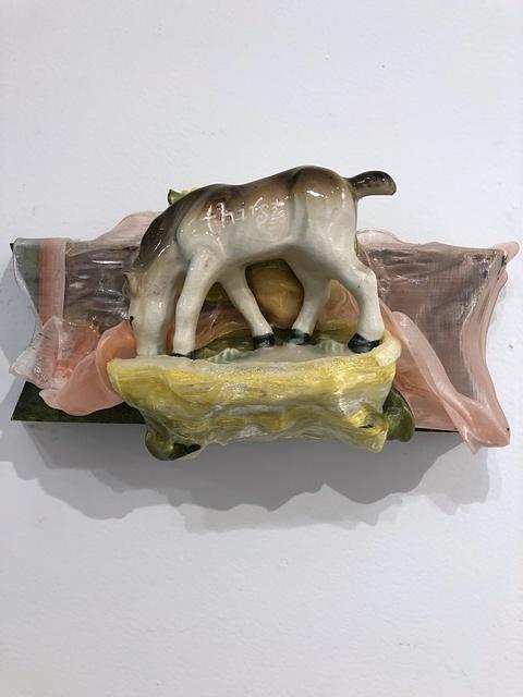 Thirst, 2019, wood, acrylic paint, porcelain, resin, 3d printed PLA 11”h x 5”w x 5”d