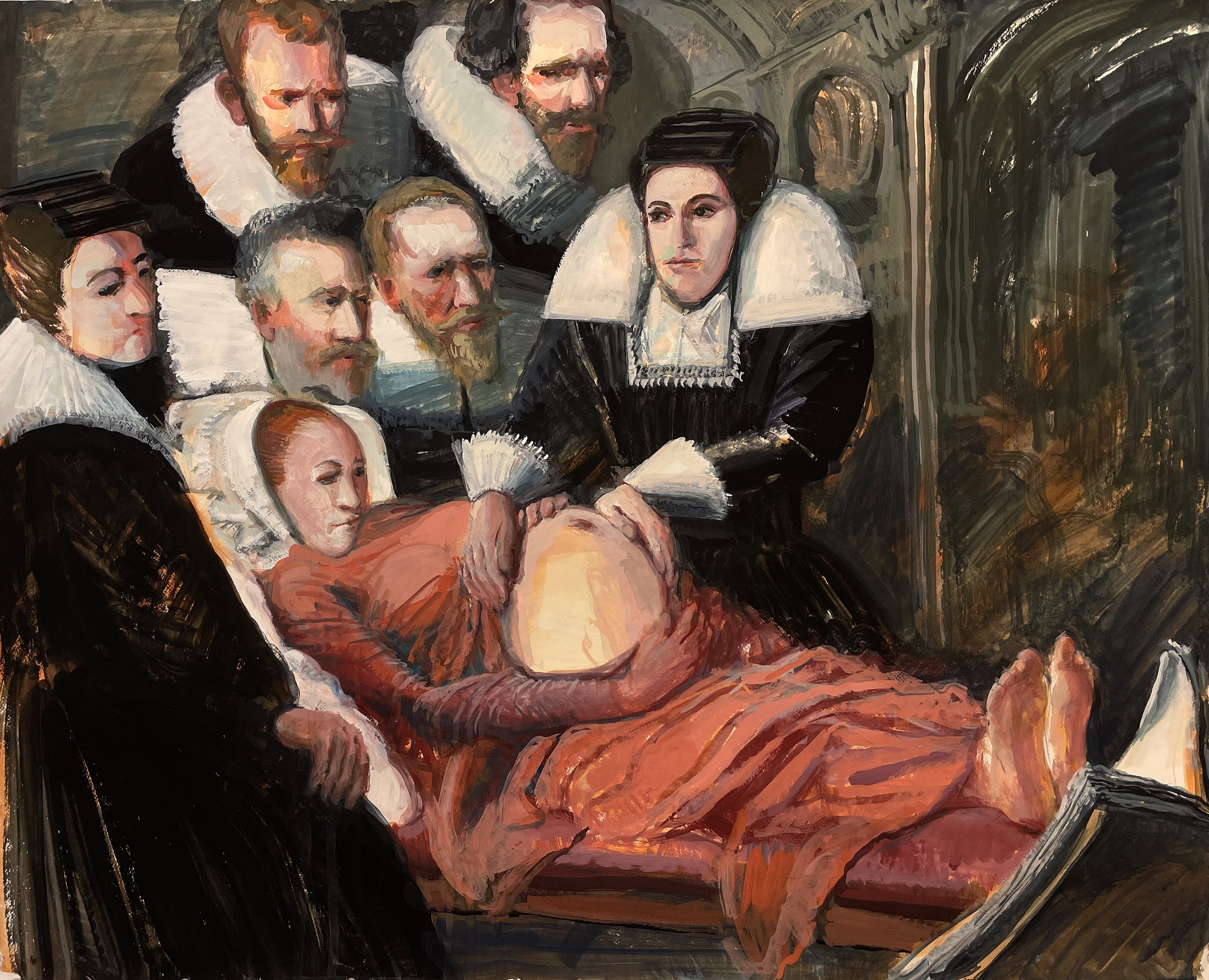 The Anatomy Lesson of Louise Bourgeois Boursier (after Rembrandt Harmenszoon van Rijn)