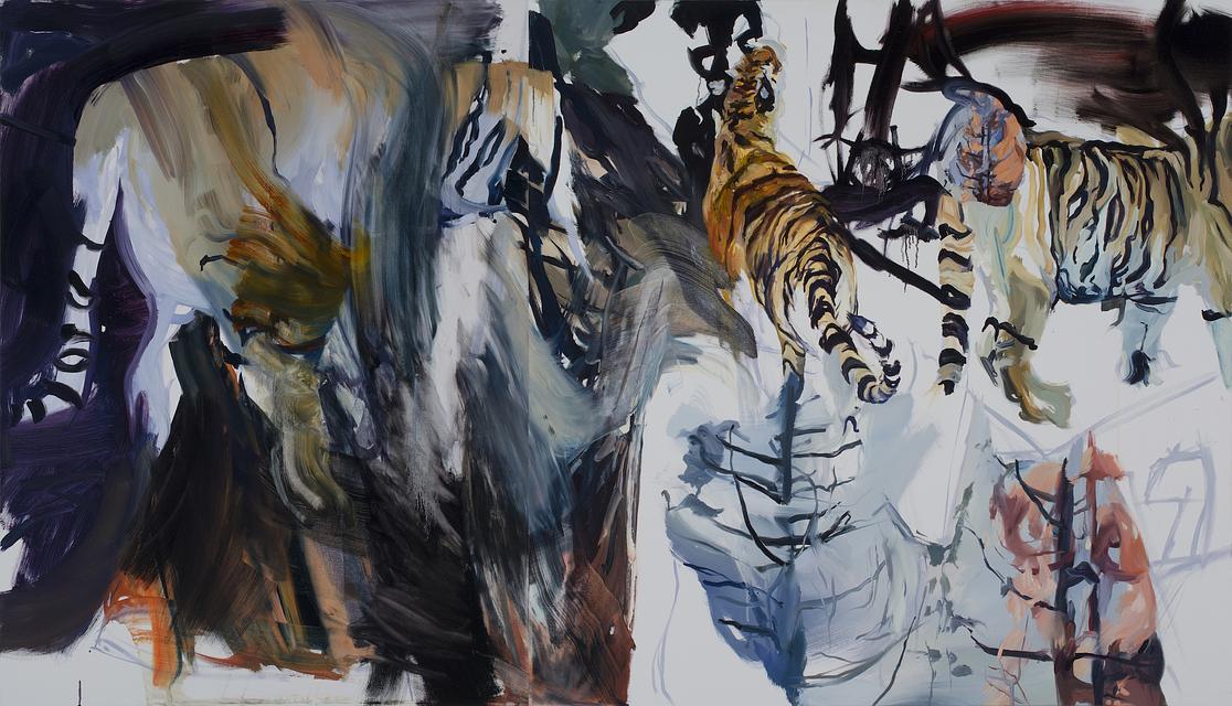 Tigers Fires, oil on canvas, 48 x 84 in, 2020