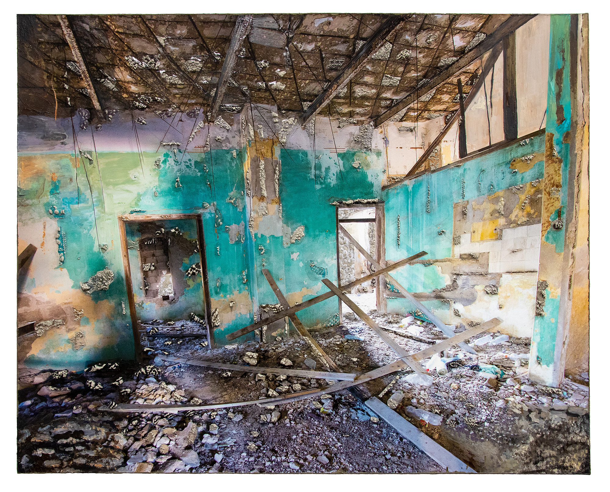 Bends of Wood Grid (Turquoise Room)